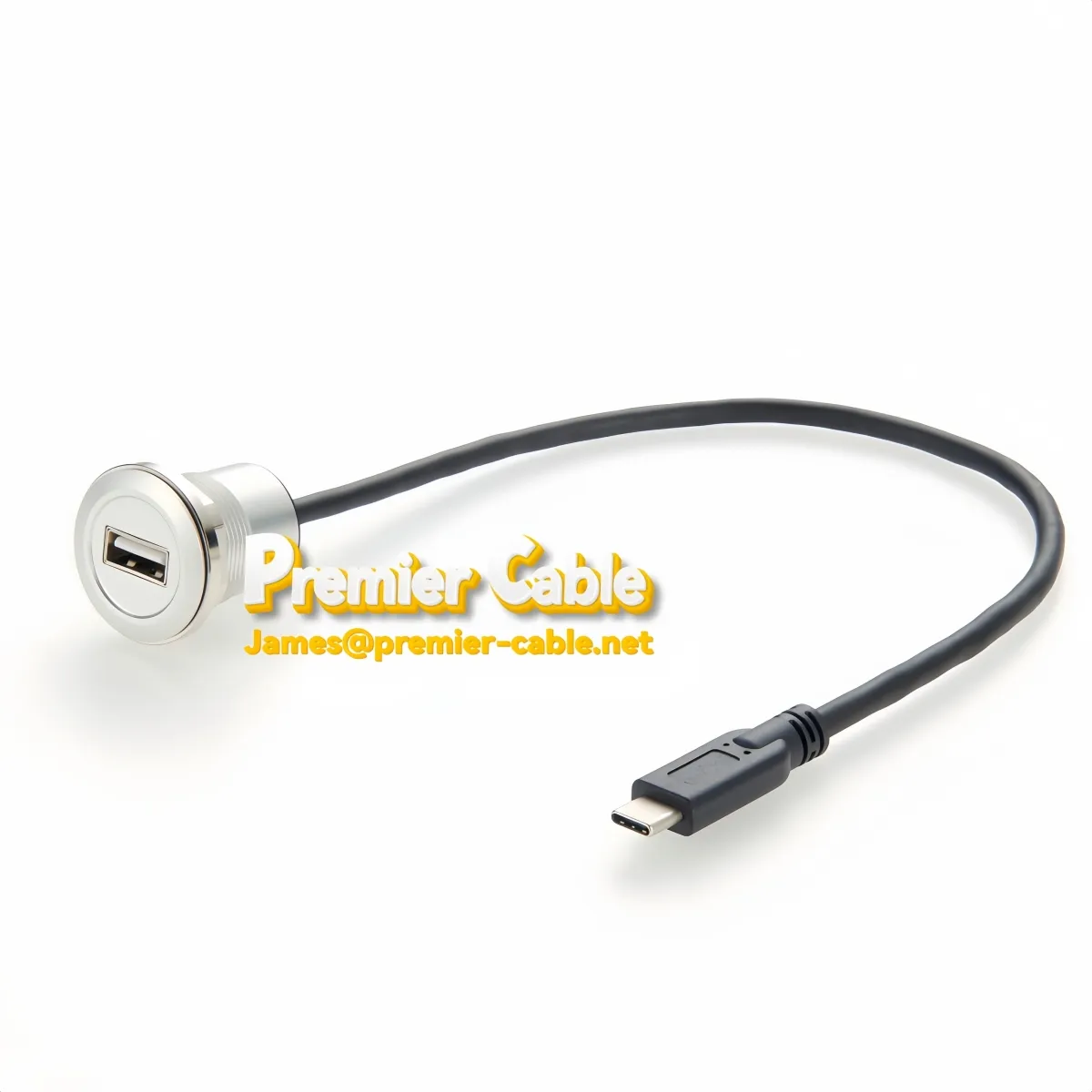 USB2.0 A To C Panel Flange Chassis Mount Extension Cable